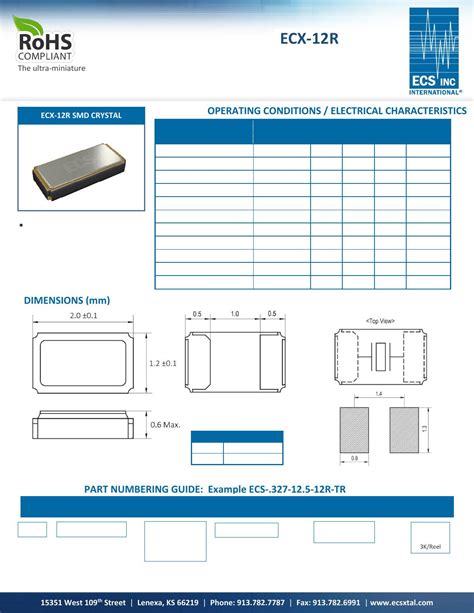 ECX 12R Series Datasheet By ECS Inc Digi Key Electronics