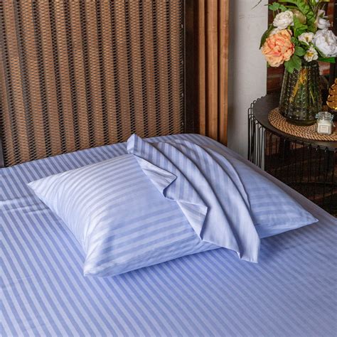 Ensemble Housse De Couette De Satin Ray Cotton Ref Cv Bleu