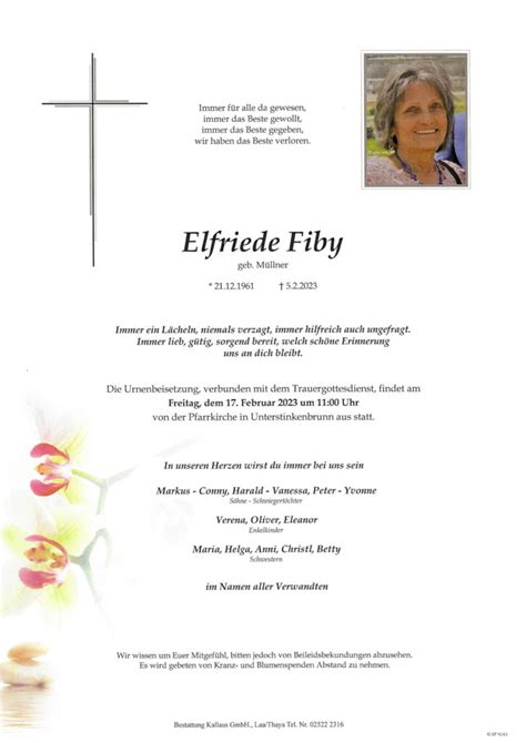 Elfriede Fiby Bestattung Kallaus