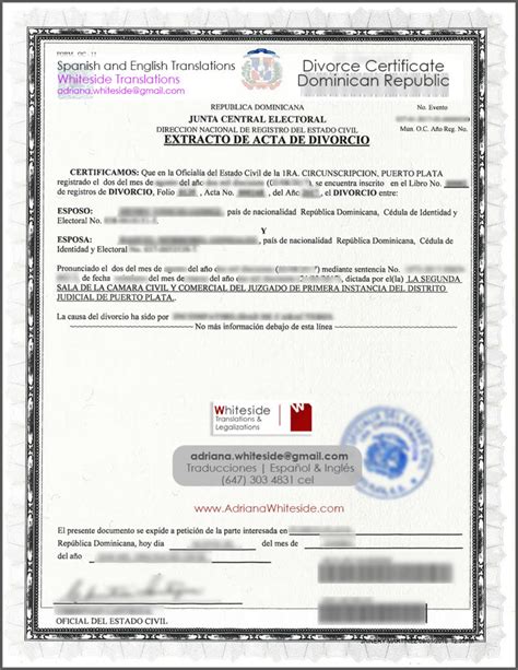 Certificados De Divorcio De Latinoamérica Adriana Whiteside