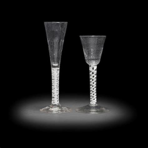 Bonhams An Opaque Twist Ratafia Flute And A Wine Glass Circa 1765