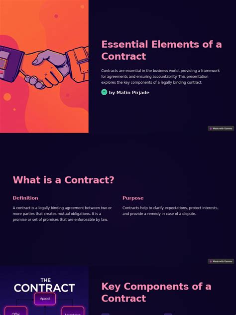 essential elements   contract  offer  acceptance breach