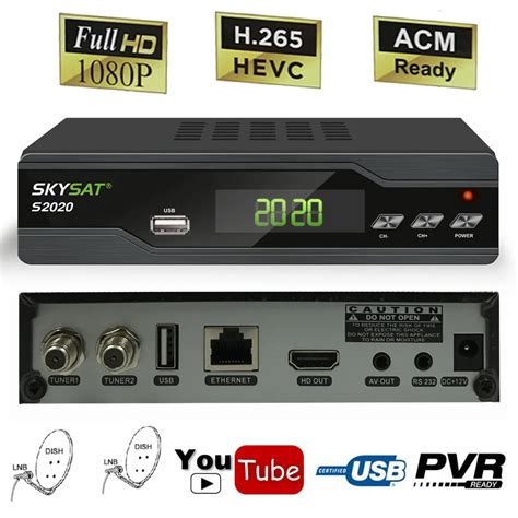Skysat S2020 Dual Dish Tuner DVB S2 H.265 Digital Satellite Receiver ...
