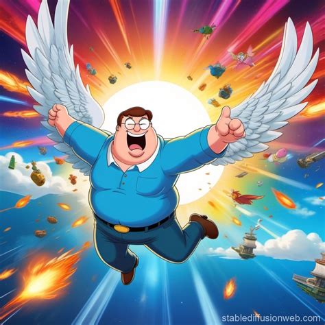 Peter Griffin Serious Flying Through Air Stable Diffusion Online