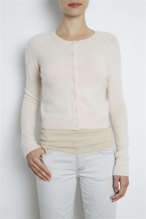 Inhabit Cashmere Stretch Cropped Cardigan In Beige Nude Lyst