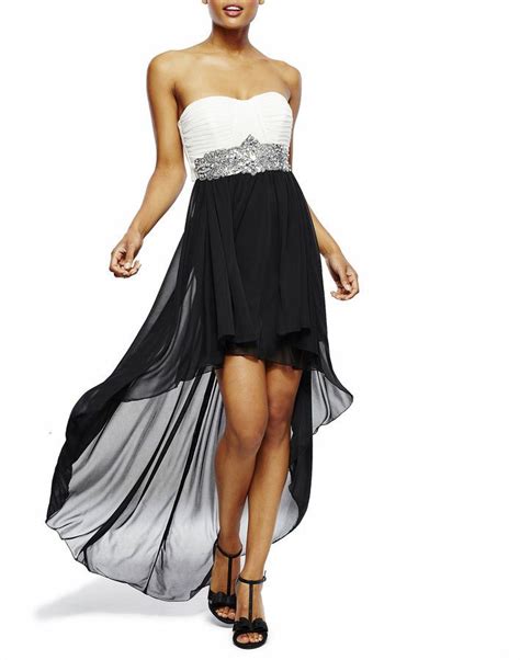 City Triangles Strapless Embellished Two Tone High Low Dress Juniors