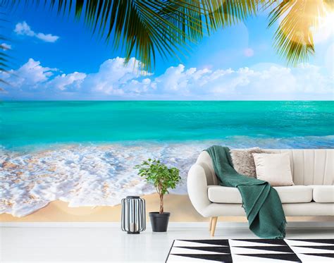 Beach Wallpaper Peelandstick Vinyl Wallpaper Wall Mural Beach Etsy Canada