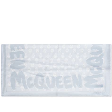 Alexander McQueen Graffiti Biker Scarf Logo Sky Blue END US