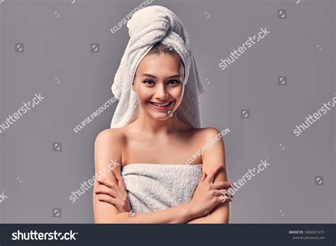 Beauty Portrait Cheerful Attractive Half Naked Stock Photo Shutterstock