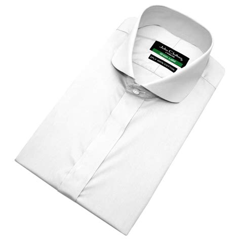 White Cutaway Penny Collar Hidden Placket Shirt John Clothier London