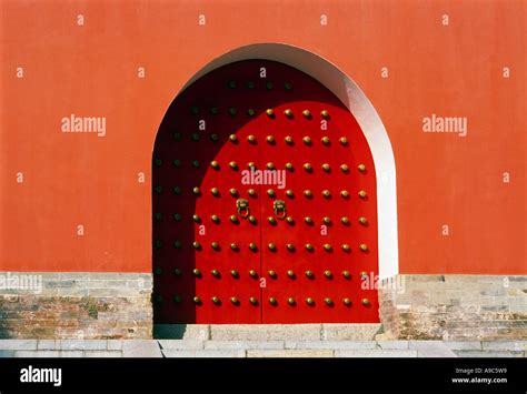 Traditional Chinese Red Gate Stock Photo Alamy