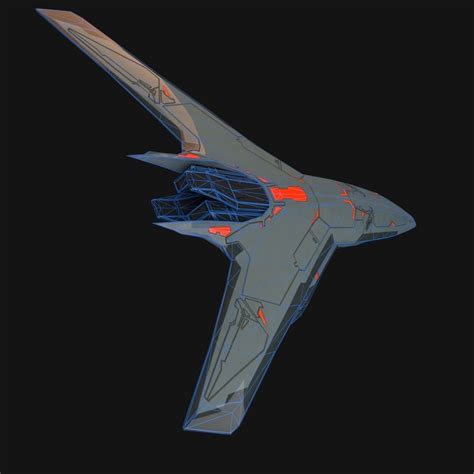 3d Model Low Poly Spacecraft Futuristic Fighter Jet Vr Ar Low Poly