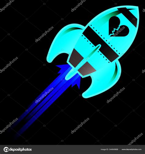 Broken Heart Icon Red Retro Rocket Ship Illustration Good Use Stock