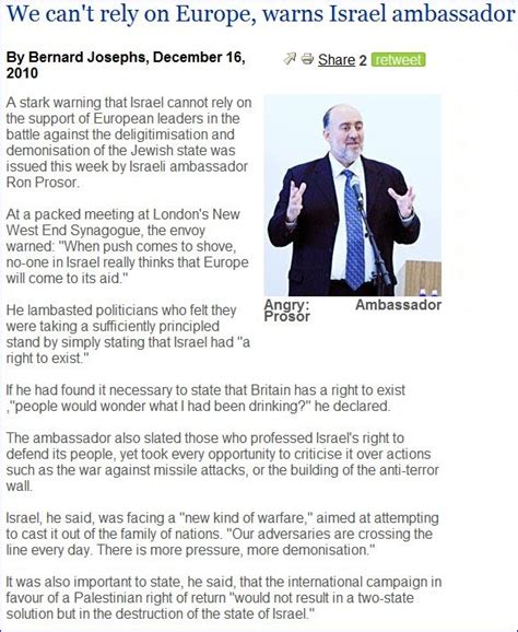 ISRAELI AMBASSADOR TO UK: WE CAN’T RELY ON EUROPE……. – The Tundra ...