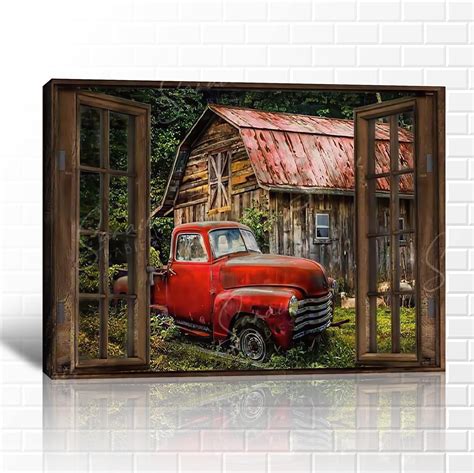 Farmhouse Truck Wall Art Old Truck Canvas Prints Barn Pictures Wall