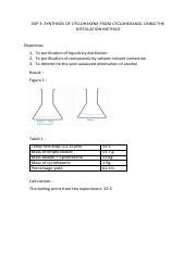 Synthesis Of Cyclohexene From Cyclohexanol Distillation Method