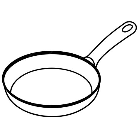 Frying Pan Outline Coloring Book Page Line Art Illustration Digital