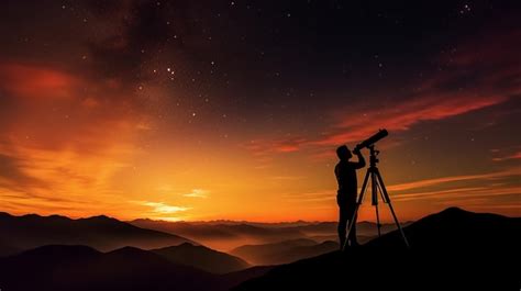 Premium AI Image | A person immersed in stargazing through a telescope