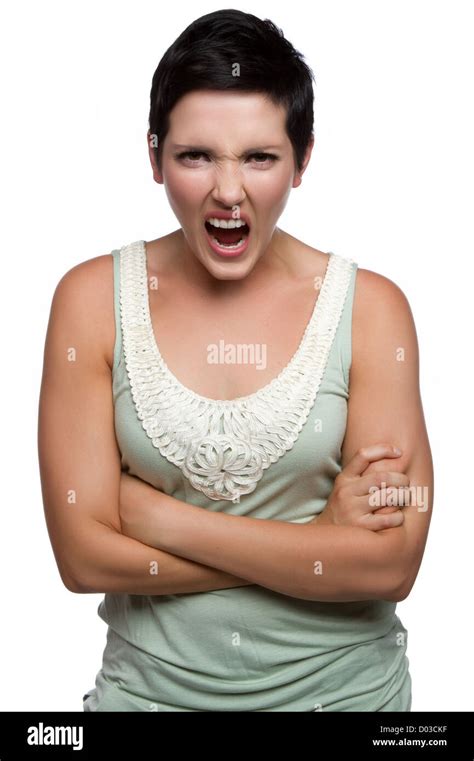 Isolated Angry Yelling Woman Screaming Stock Photo Alamy