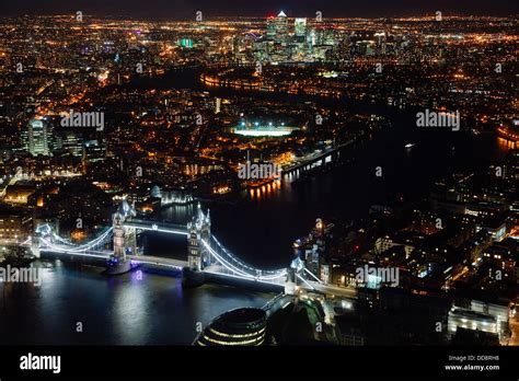 Tower Bridge with Thames - Night view from The Shard, London, England, UK Stock Photo - Alamy