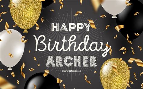 Herunterladen 4k Alles Gute Zum Geburtstag Archer Schwarzer Goldener