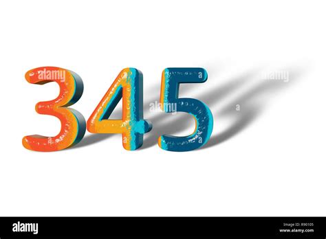 3D Number 345 three hundred forty five lively colours Stock Photo - Alamy