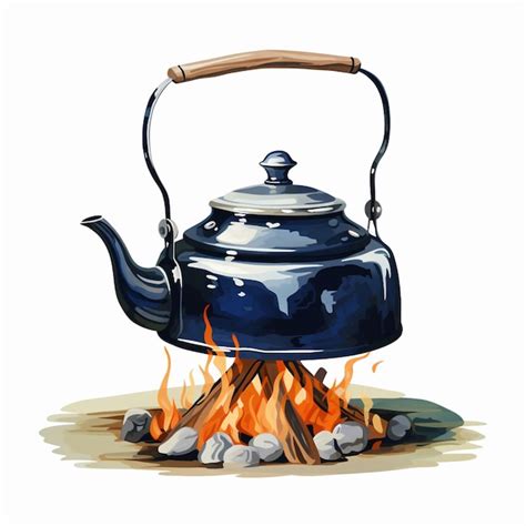 Premium AI Image There Is A Tea Kettle On Fire With Rocks And Wood