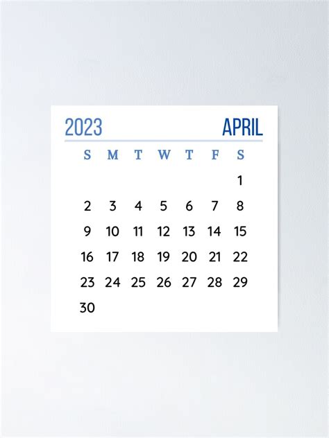 "April 2023 Calendar" Poster for Sale by Binsagar | Redbubble