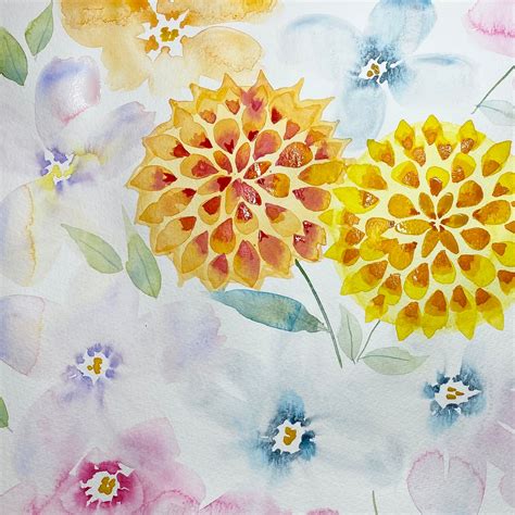 How to Paint Dahlias | Water Colour Tutorials – Badibidu by Cat Regi