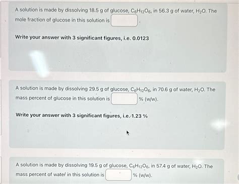 Solved A Solution Is Made By Dissolving 185g ﻿of Glucose