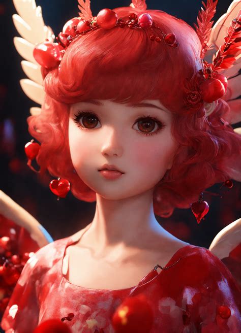 Lexica Red Cherubim Cupid In The Style Of Kawaii Aesthetic Unreal