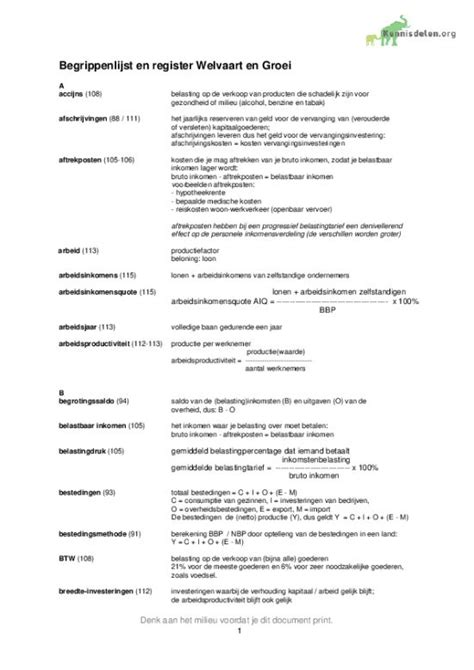 Economie Welvaart En Groei Begrippenlijst Kennisdelen