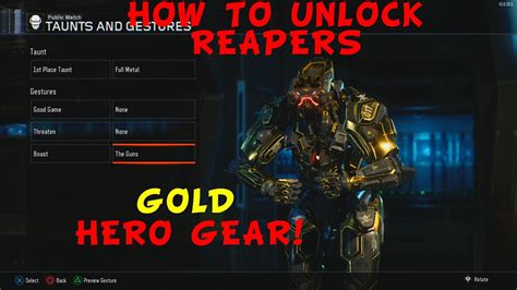 Black Ops 3 How To Unlock Reapers Hero Gear Reaper Gold Gear Youtube