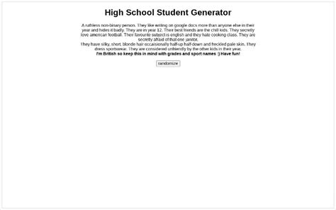 High School Student Generator