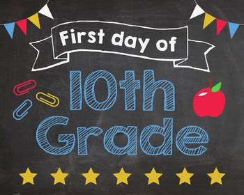 First Day of 10th Grade sign - PRINTABLE by Red Morning Studios | TpT