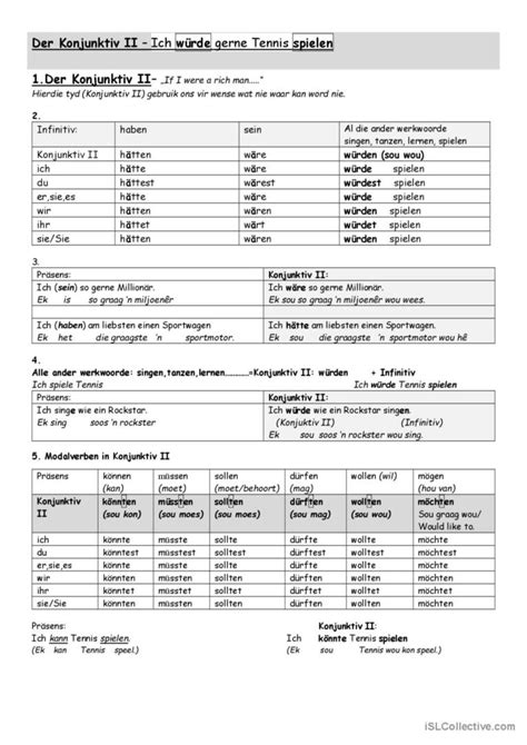 Konjunktiv Ii Deutsch Daf Arbeitsbl Tter Pdf Doc