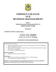 MYER PRACTICE SAC UNIT 4 AOS 2 Docx EMMAUS COLLEGE VCE BUSINESS