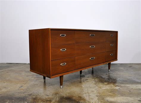 Select Modern Mid Century Triple Dresser Credenza