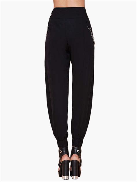 Black Zipper Polyester Casual Pants