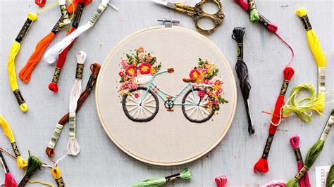 Bicycle With Flowers Embroidery Embroidery