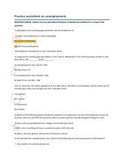 Practice Worksheet On Unemployment Pdf Practice Worksheet On