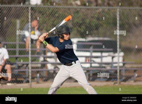 Teen Baseball Player Ready To Swing In The Batters Box Stock Photo Alamy