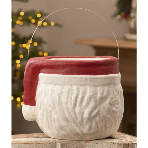 Retro Winking Santa Bucket By Bethany Lowe