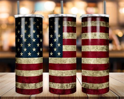 Distressed America Flag Tumbler Design 20oz Tumblers Etsy