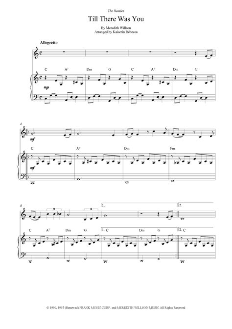 Till There Was You Arr Kaiserin Rebecca By The Beatles Sheet Music