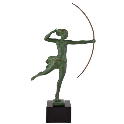 Art Deco Sculpture Nude With Bow Atalante Deconamic