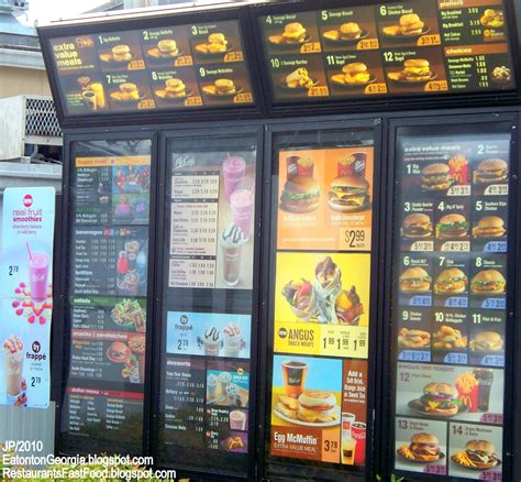 Restaurant Fast Food Menu McDonald's DQ BK Hamburger Pizza Mexican Taco ...