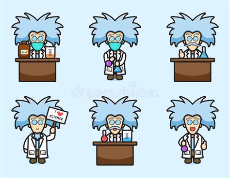 Cute Scientist With Many Experiment Cartoon Vector Icon Illustration Stock Vector Illustration