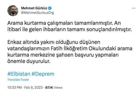 Arama Kurtarma Al Malar Tamamland Diyen Elbistan Belediye Ba Kan