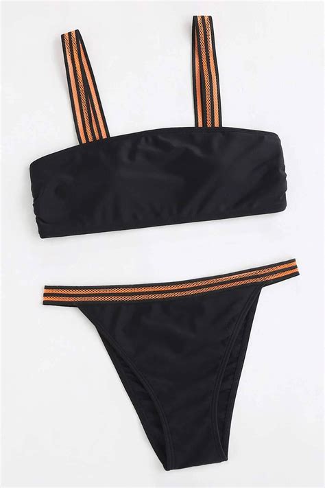 Shein Bikini De Rayas Con Tira Vezia